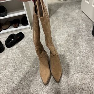Tan Suede Women's Cowboy Boots